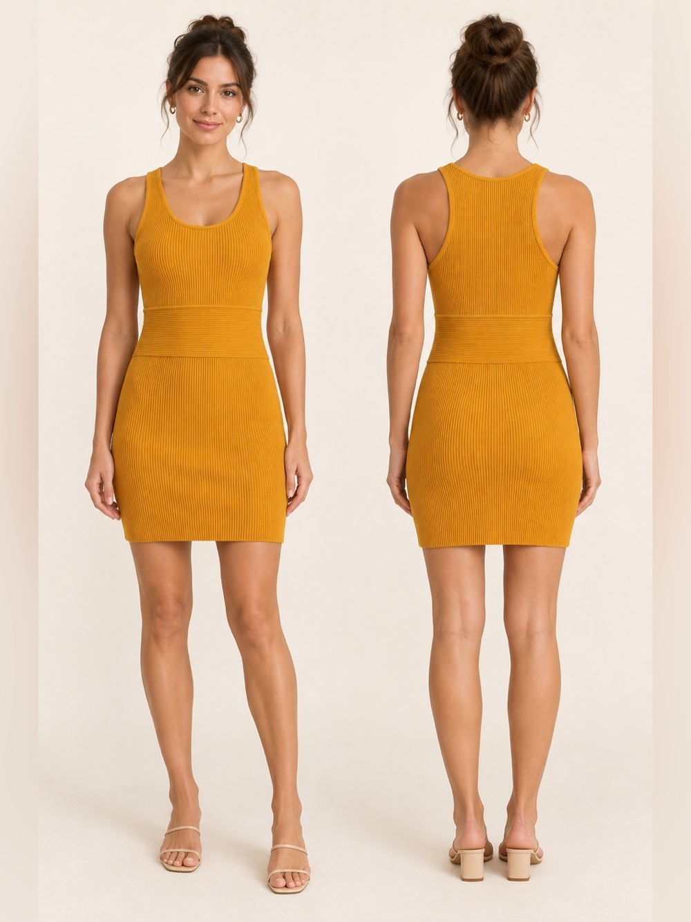 Revolve House of Harlow 1960 Yellow Mustard Ribbed Bodycon Midi Dress Size S